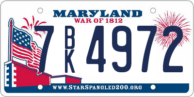 MD license plate 7BK4972