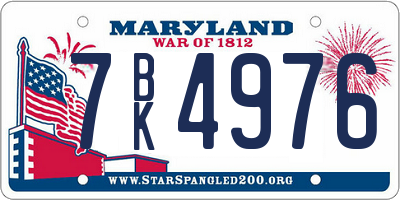 MD license plate 7BK4976