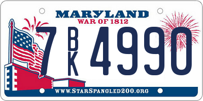 MD license plate 7BK4990