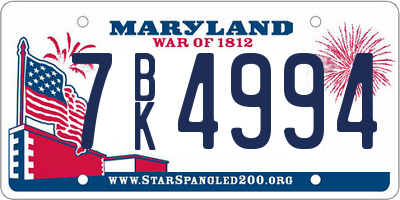 MD license plate 7BK4994