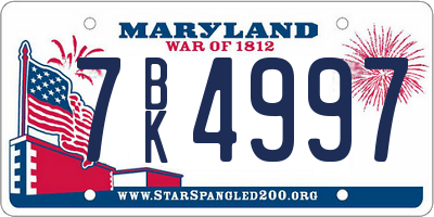 MD license plate 7BK4997