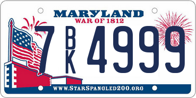 MD license plate 7BK4999