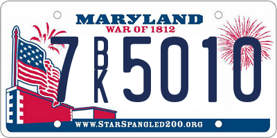 MD license plate 7BK5010