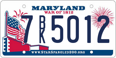 MD license plate 7BK5012