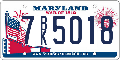 MD license plate 7BK5018