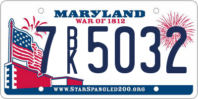 MD license plate 7BK5032