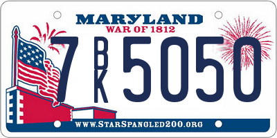 MD license plate 7BK5050