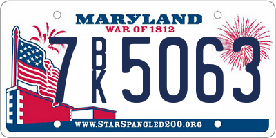 MD license plate 7BK5063