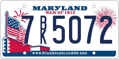 MD license plate 7BK5072