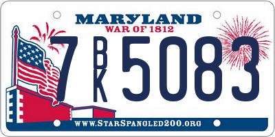 MD license plate 7BK5083