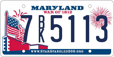 MD license plate 7BK5113