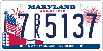 MD license plate 7BK5137