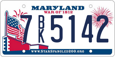 MD license plate 7BK5142