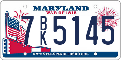 MD license plate 7BK5145