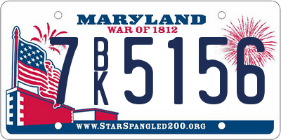 MD license plate 7BK5156