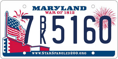 MD license plate 7BK5160