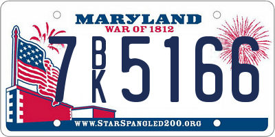 MD license plate 7BK5166