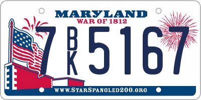 MD license plate 7BK5167