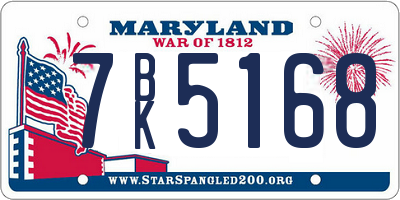 MD license plate 7BK5168
