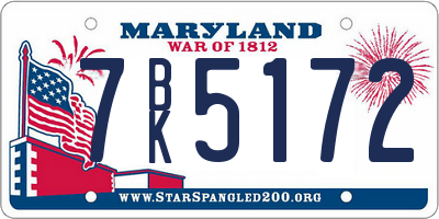 MD license plate 7BK5172