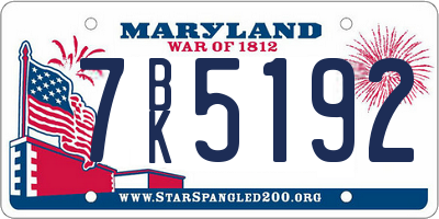 MD license plate 7BK5192