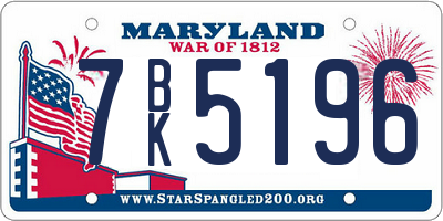 MD license plate 7BK5196