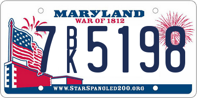 MD license plate 7BK5198
