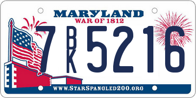 MD license plate 7BK5216