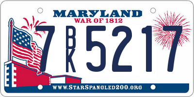 MD license plate 7BK5217