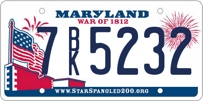 MD license plate 7BK5232