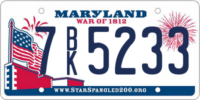 MD license plate 7BK5233