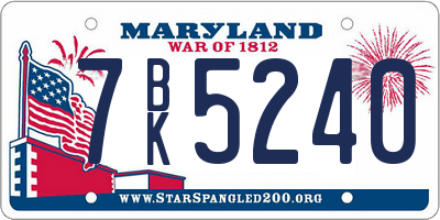 MD license plate 7BK5240