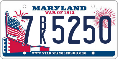 MD license plate 7BK5250