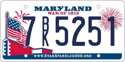 MD license plate 7BK5251