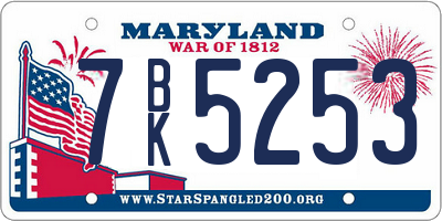 MD license plate 7BK5253