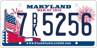 MD license plate 7BK5256