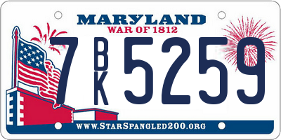 MD license plate 7BK5259