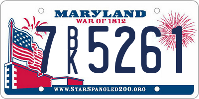 MD license plate 7BK5261