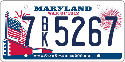 MD license plate 7BK5267