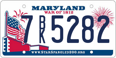 MD license plate 7BK5282