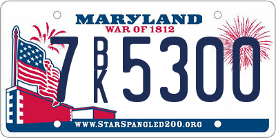MD license plate 7BK5300