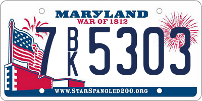 MD license plate 7BK5303