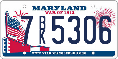 MD license plate 7BK5306