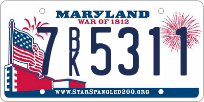 MD license plate 7BK5311