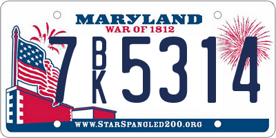 MD license plate 7BK5314