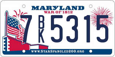 MD license plate 7BK5315