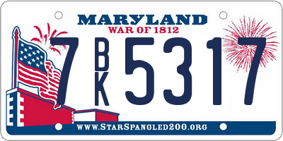 MD license plate 7BK5317
