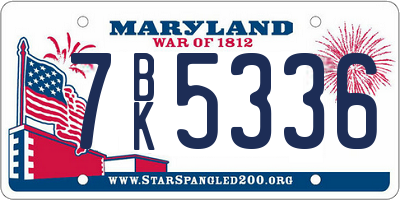 MD license plate 7BK5336