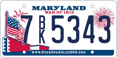 MD license plate 7BK5343