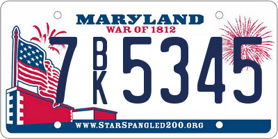 MD license plate 7BK5345
